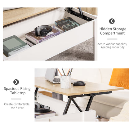 Lirifi Nono Wooden Neutral Finish Lift Top Coffee Table With Hidden Storage