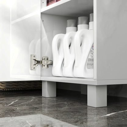 Valatti Freestanding Tall Bathroom Storage Cabinet With Adjustable Shelves And Double Doors