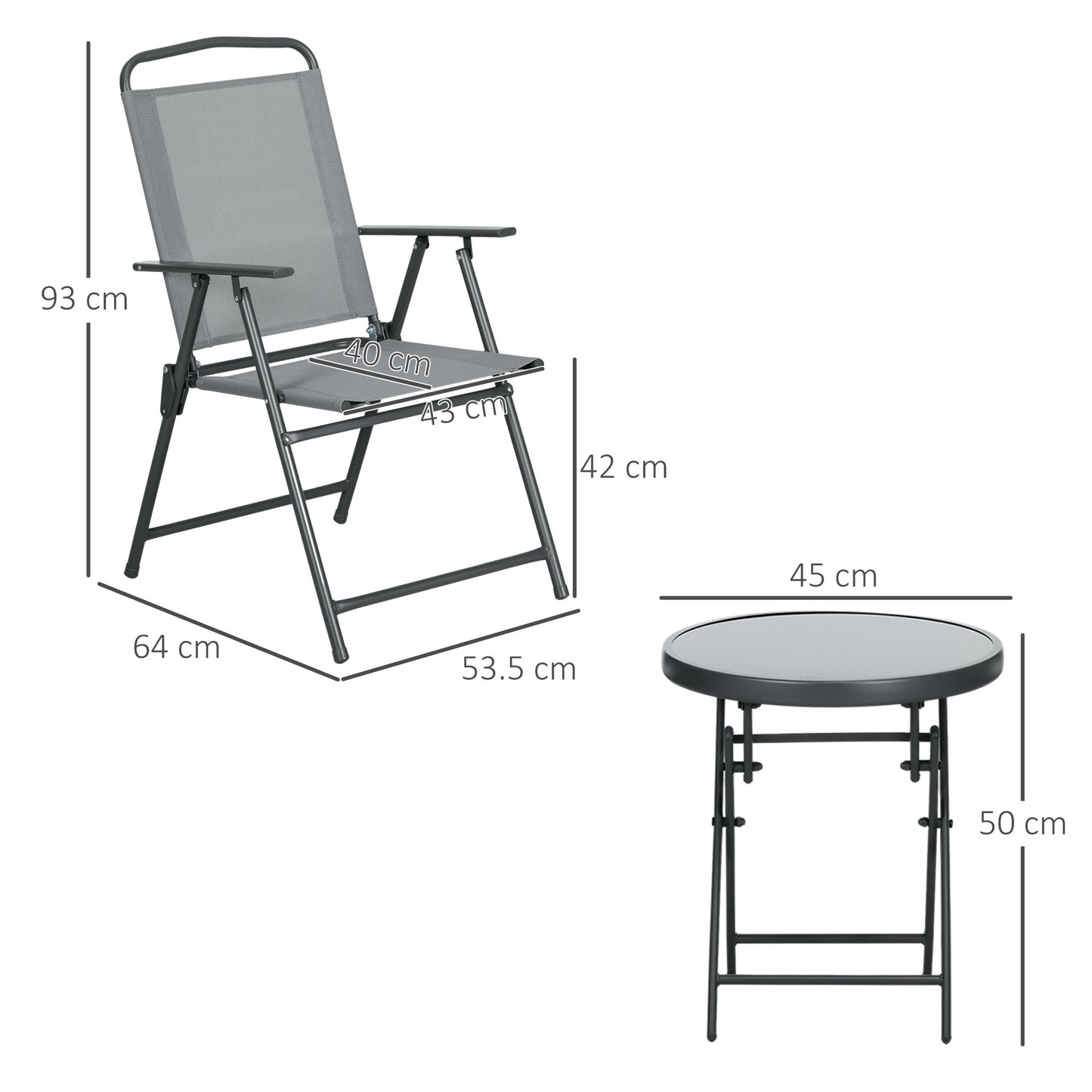 Tonopa Glass And Metal Light Grey 3 Piece Garden Seating Set With Table And Chairs