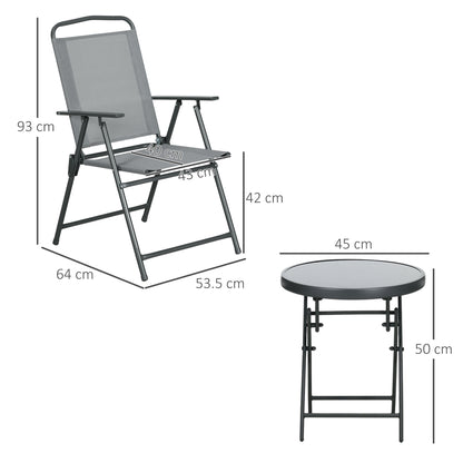 Tonopa Glass And Metal Light Grey 3 Piece Garden Seating Set With Table And Chairs