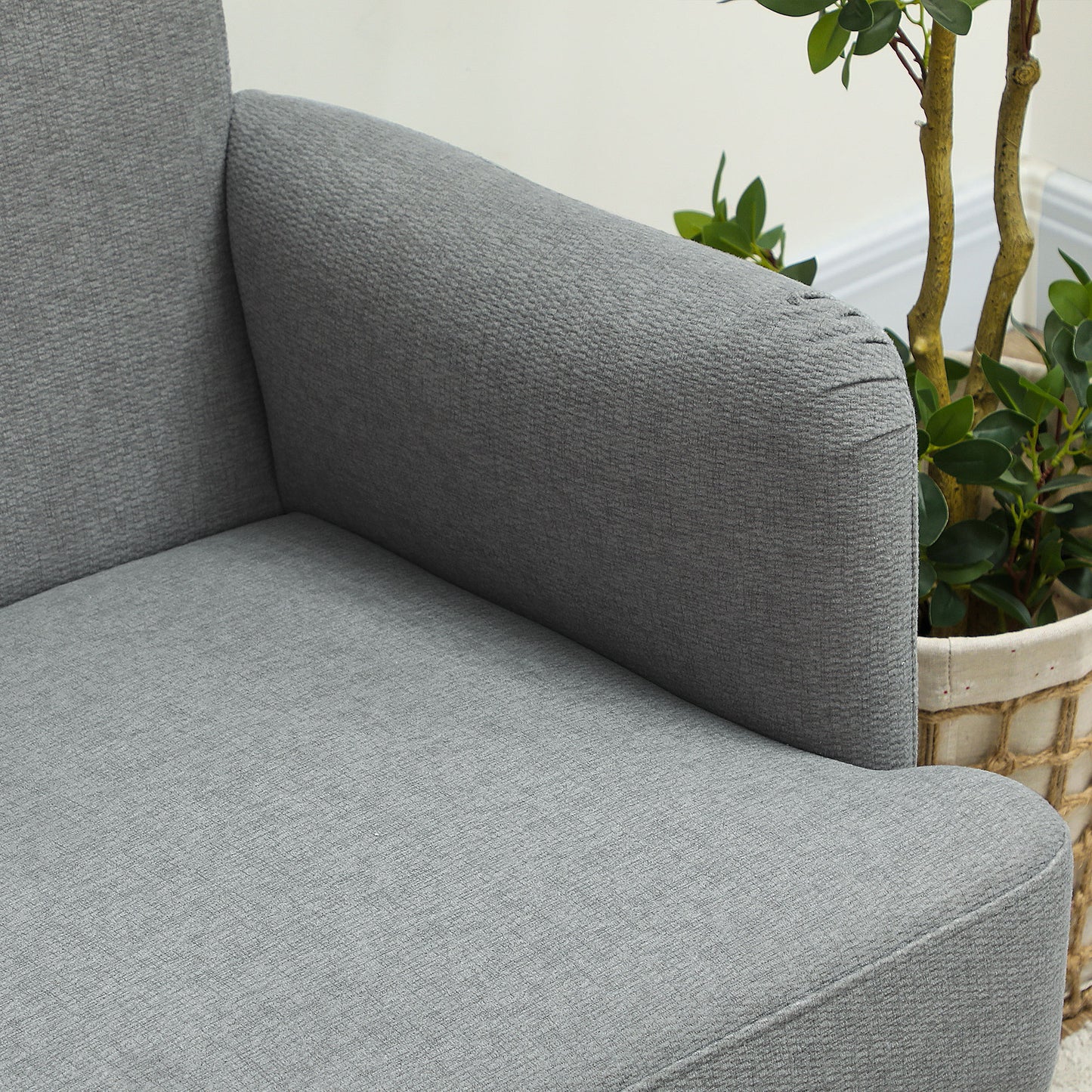 Midi Tami Grey Velvet Compact 2 Seater Sofa With Extra Thick Padding And Wooden Legs