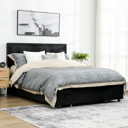 Banado King Size Ottoman Bed Frame with Front Divan Drawer Storage In Black