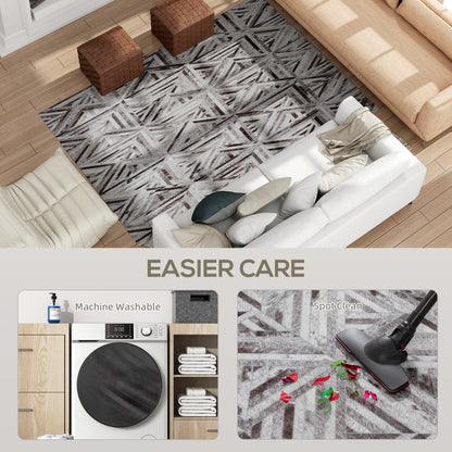 Nemane 230 x 160cm Chenille Brown Triangle Pattern Non Slip Washable Rug