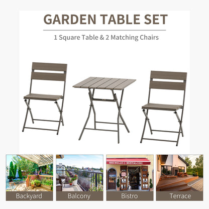 Noyofi 3 Piece Foldable Garden Bistro Set With Table And Chairs In Grey