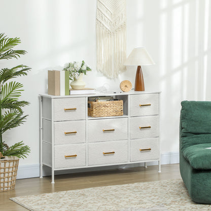 Haso Metal And Fabric Cream White 8 Drawer Boucle Storage Chest With Charging Station
