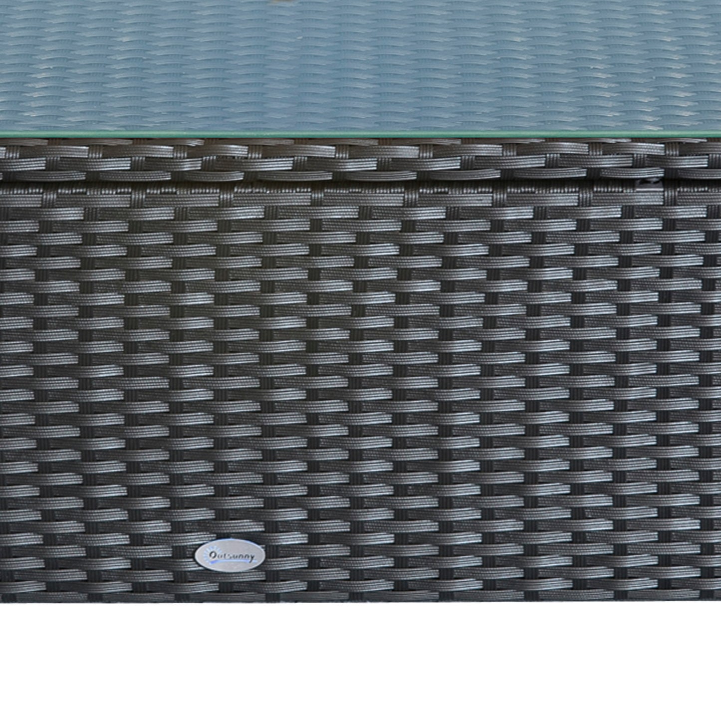 Niyo Black Rattan Rectangular Outdoor Coffee Table With Tempered Glass Top