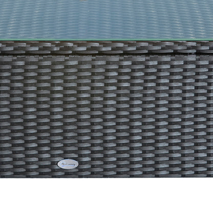 Niyo Black Rattan Rectangular Outdoor Coffee Table With Tempered Glass Top