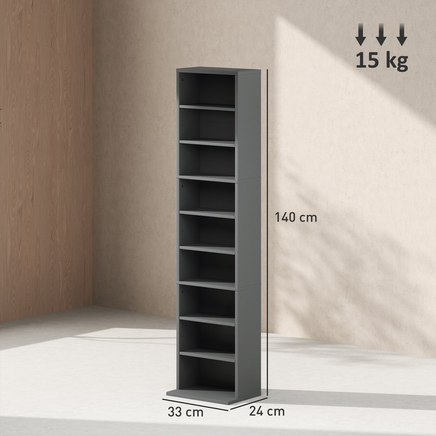 Hato Vimi Wood Grey Narrow CD Storage Unit With 260 Disc Capacity