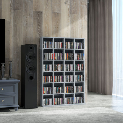 Kavilu Wood Cement Grey CD Storage Cabinet With Adjustable Shelves 89 x 130.5 cm