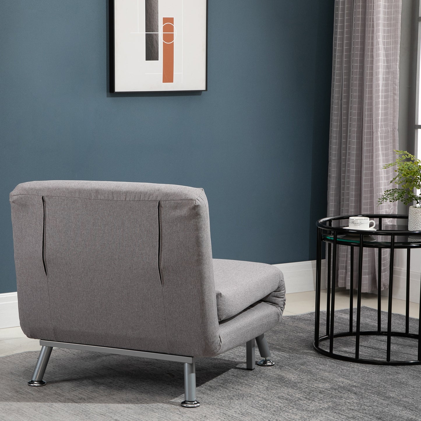 Kano Fabric Grey Adjustable Back Futon Style Sofa Chair