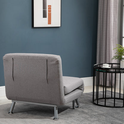 Kano Fabric Grey Adjustable Back Futon Style Sofa Chair