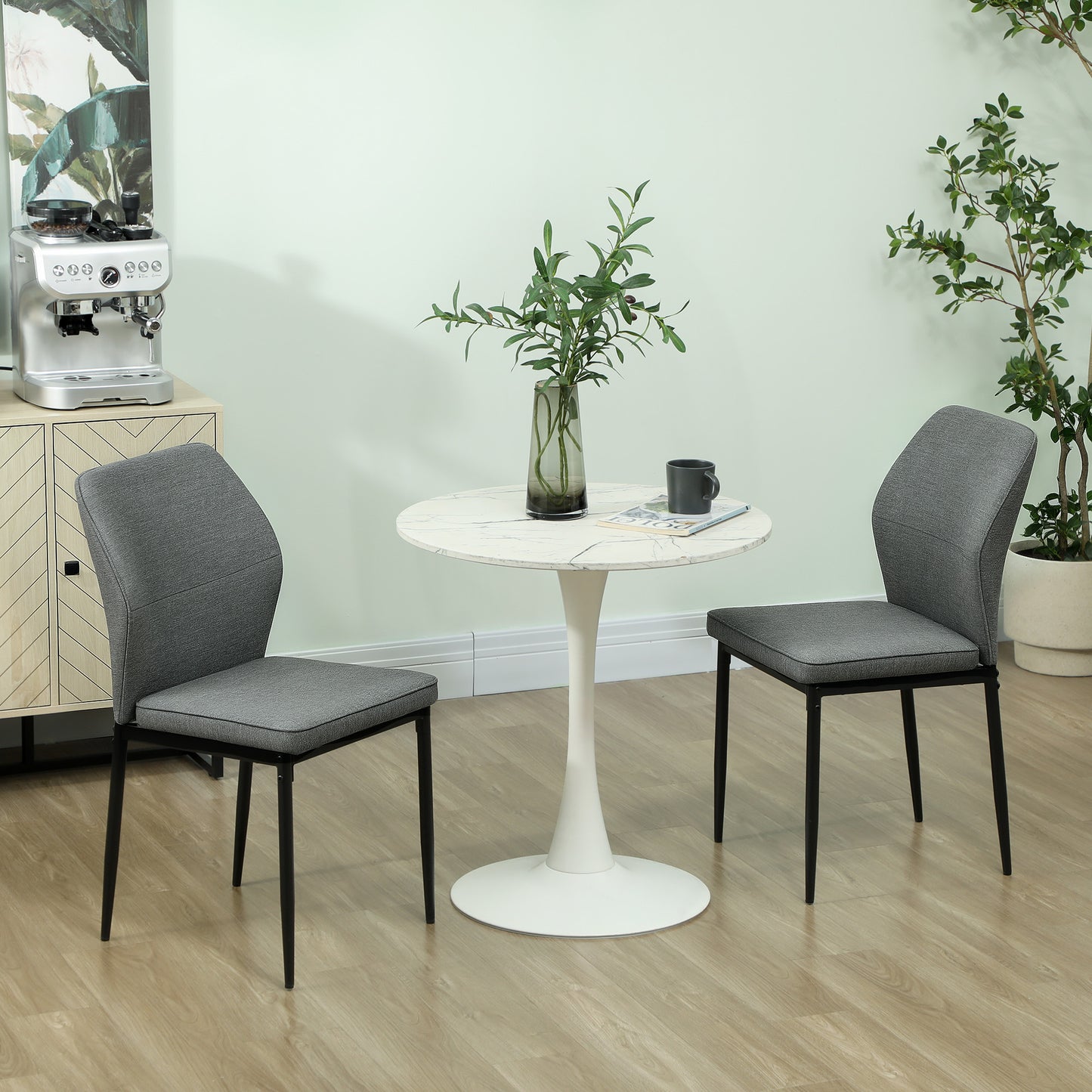 Lavimoso Velvet Grey Armless Dining Chairs Set Of 2 With Curved Back And Metal Legs
