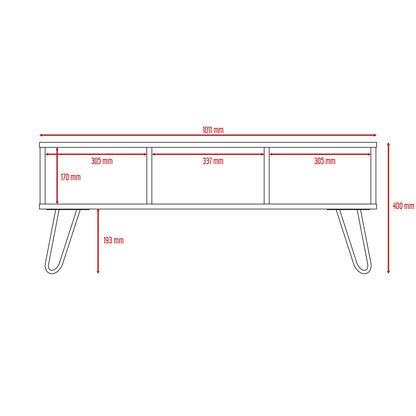 Chemnitz Bleached Oak Wood Coffee Table With Grey Panel And Hairpin Legs