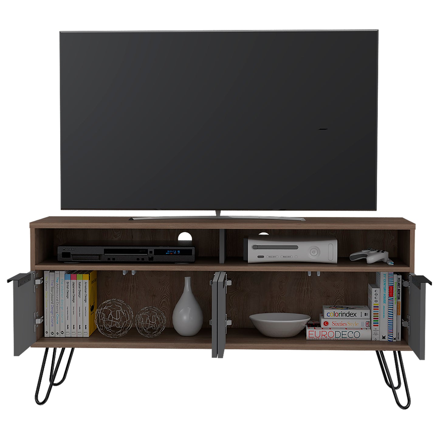 Kranidi Bleached Oak Wood Wide Screen TV Unit With 4 Doors