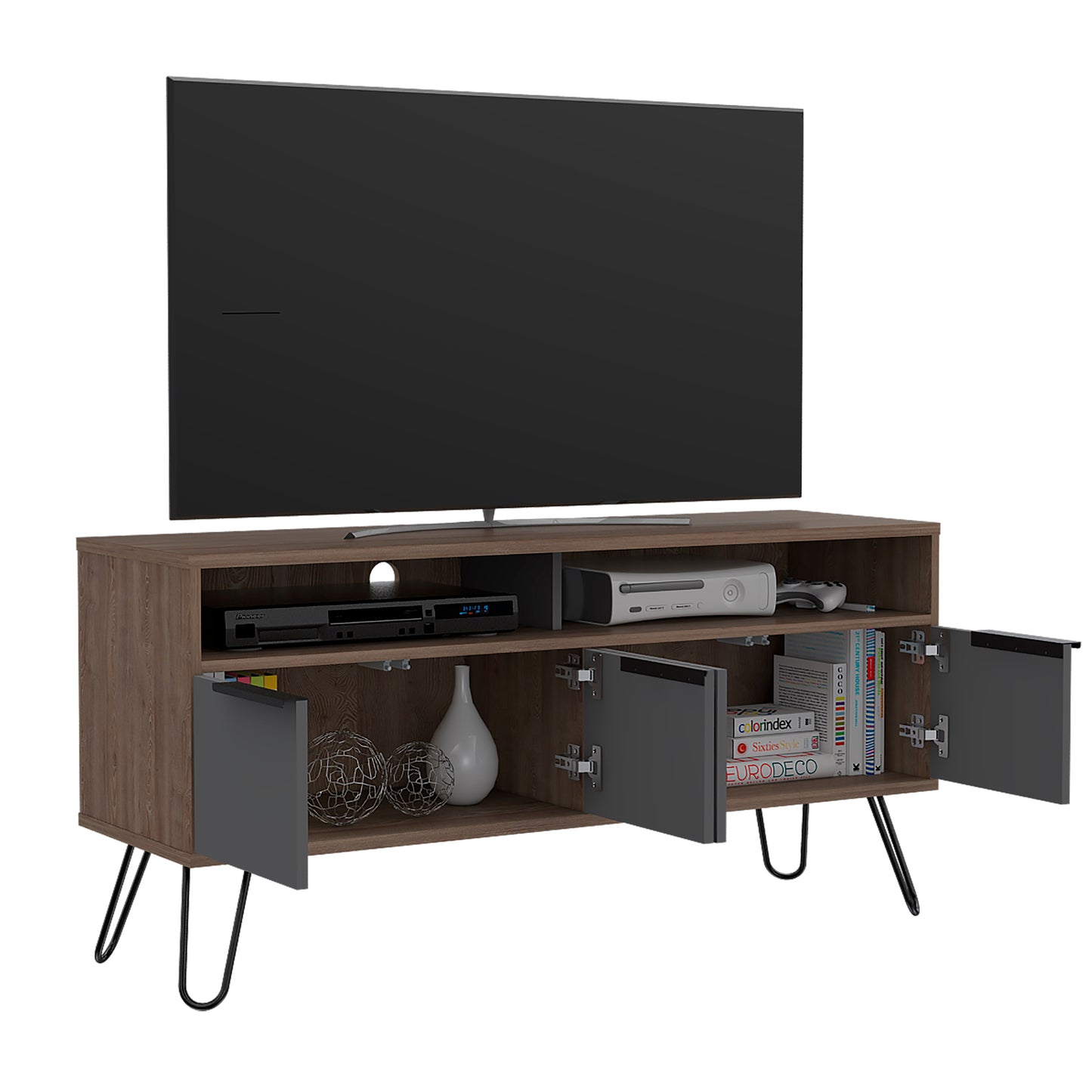 Kranidi Bleached Oak Wood Wide Screen TV Unit With 4 Doors