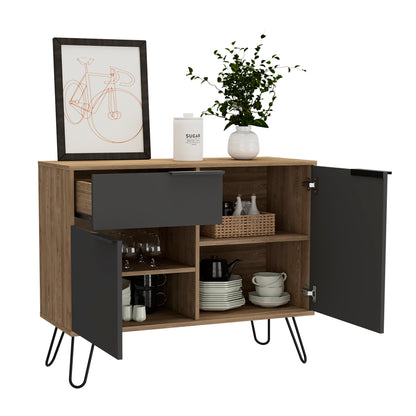 Manisa Bleached Oak Wood Small Sideboard With 2 Doors And Drawer