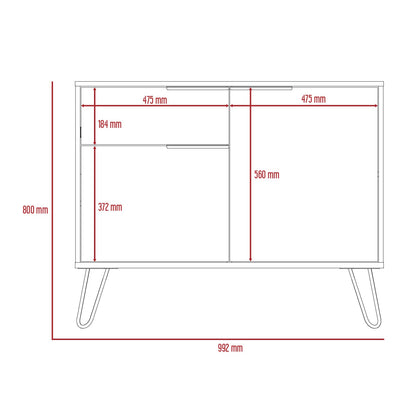 Manisa Bleached Oak Wood Small Sideboard With 2 Doors And Drawer