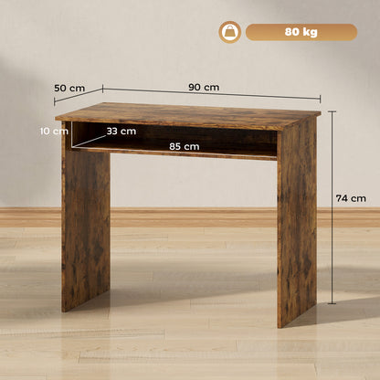 Nonoel 90cm Wooden Wood Effect Box Style Work Desk With Shelving
