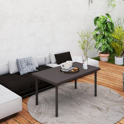 Satami Metal And Wooden Brown Outdoor Rectangular Coffee Table With Woodgrain Top