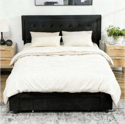 Banado King Size Ottoman Bed Frame with Front Divan Drawer Storage In Black