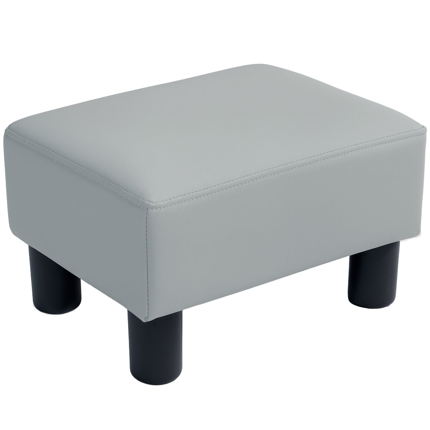 Relata Faux Leather Grey Cube Footstool With Black Legs