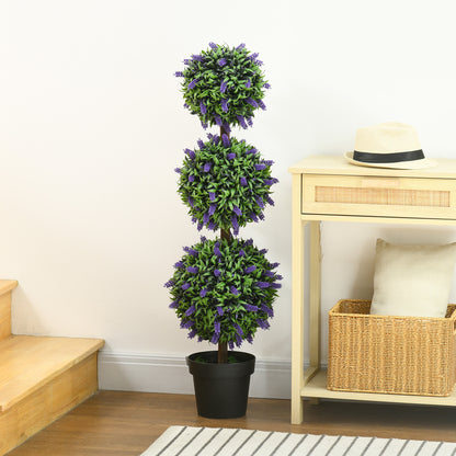 Lazi Set Of 2 Artificial Lavender Ball Trees In Decorative Pots H8 110cm