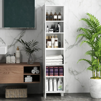Valatti Freestanding Tall Bathroom Storage Cabinet With Adjustable Shelves And Double Doors