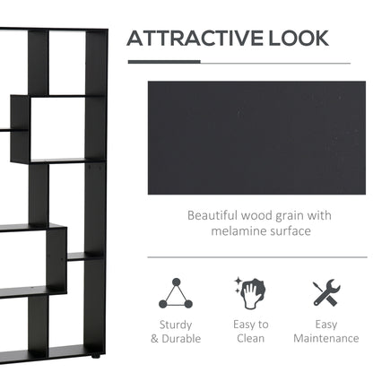 Rotolu Bado Wood Black 8 Tier Freestanding Grid Bookcase With Anti Tip Design