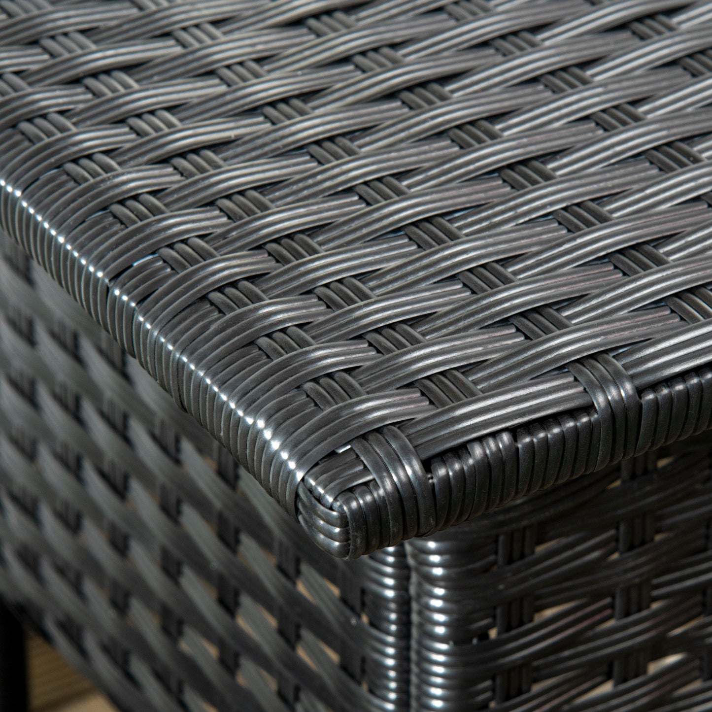 Varilu Black Rattan Outdoor Coffee Table With Woven Top