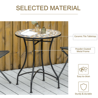 Nabaha Metal Grey Round Mosaic Outdoor Patio Bistro Table