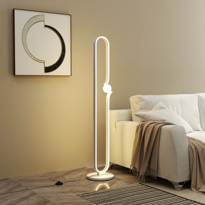 Vanotafa Metal And Glass White Dimmable LED Floor Lamp With Glass Night Light And Foot Switch