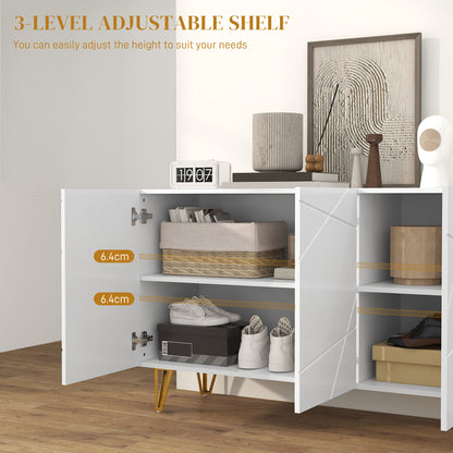 Sarota High Gloss White Luxe Sideboard With Hairpin Legs