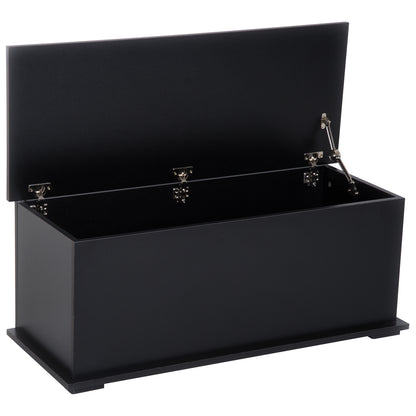 Leretteo Black Large Storage Chest With Flip Top Lid And Safety Hinges 113 Litre