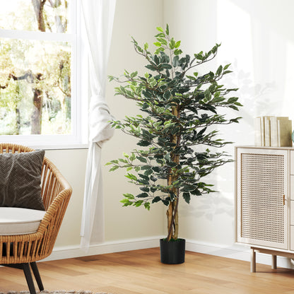 Nedori Tall Artificial Ficus Style Tree With Realistic Leaf Detail In Pot For Office Interiors