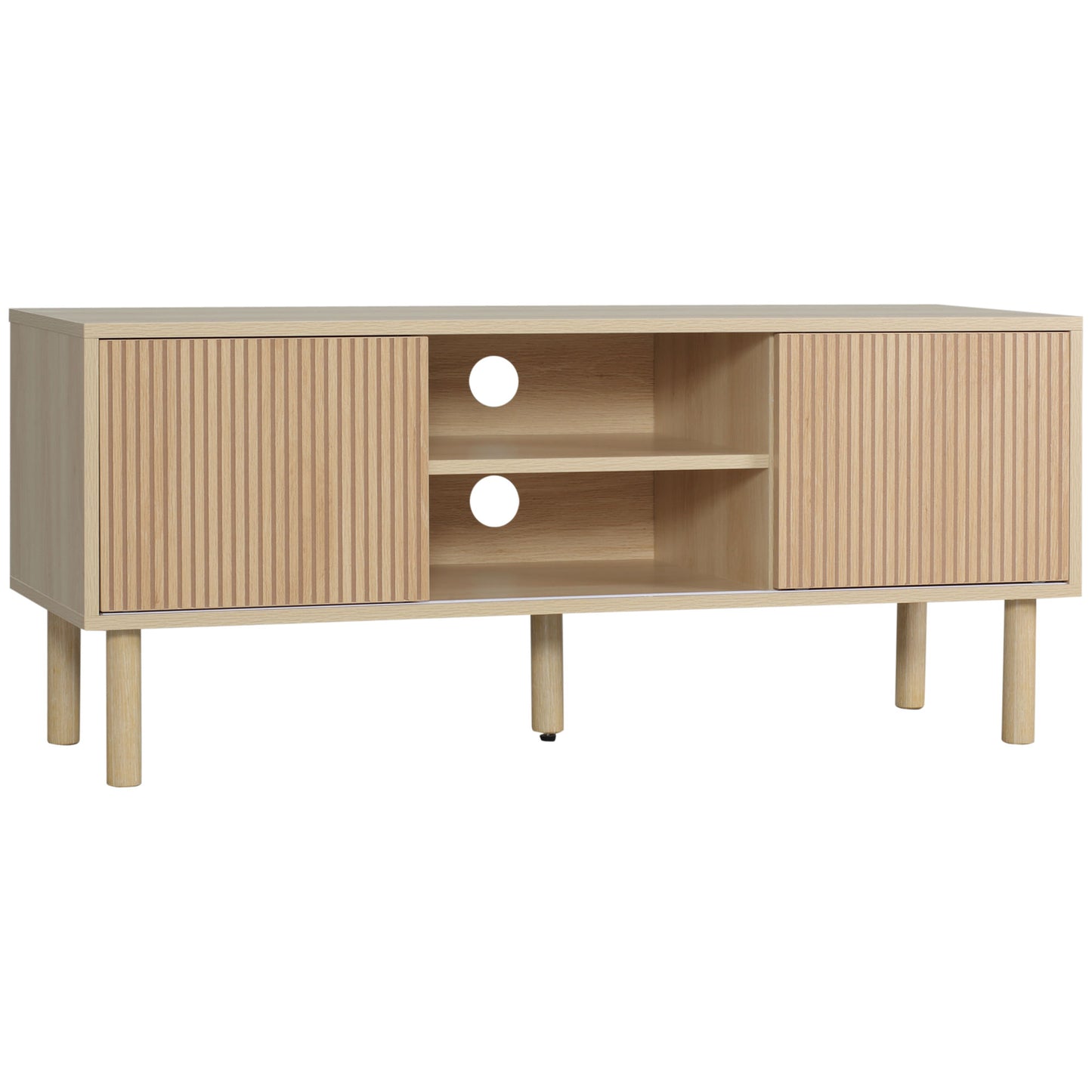 Rodo Wooden Oak Effect TV Storage Unit With Sliding Door Design