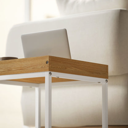 Sarela Set Of 2 Boxy Nesting Tables Wooden White And Wood Effect