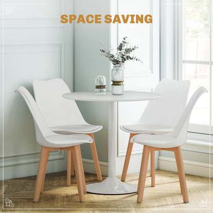 Vala Plastic and Wood White 5 Piece Modern Dining Table And Chair Set