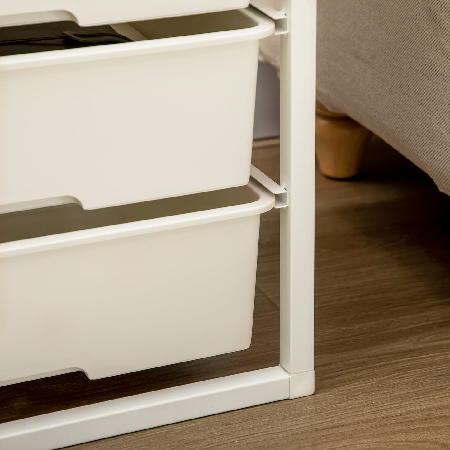 Kedina Metal And Wood White Tall 6 Drawer Storage Chest With Steel Frame