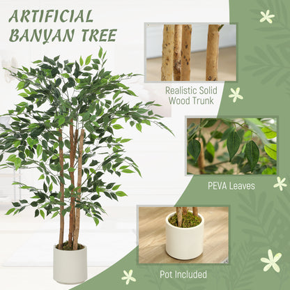 Rokalo Artificial Ficus Style Tree With Solid Trunk Detail In Pot 120cm Green