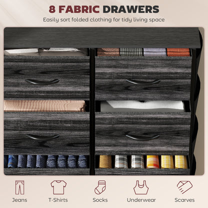 Elzi Fabric And Metal Black 8 Drawer Storage Chest