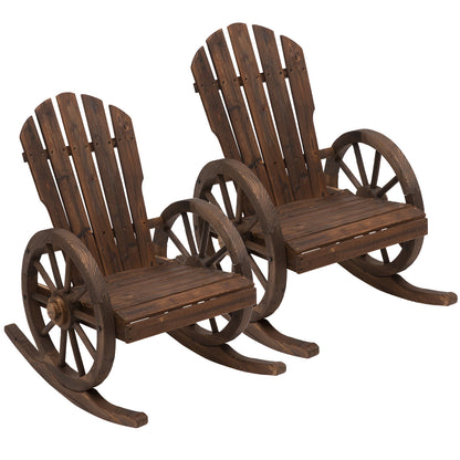Bamo Set Of 2 Dark Wood Rocking Chairs With Reclining Back