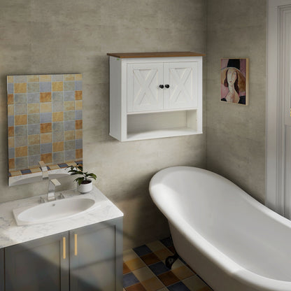 Modile Wall Mounted Farmhouse Style Bathroom Storage Cabinet In White