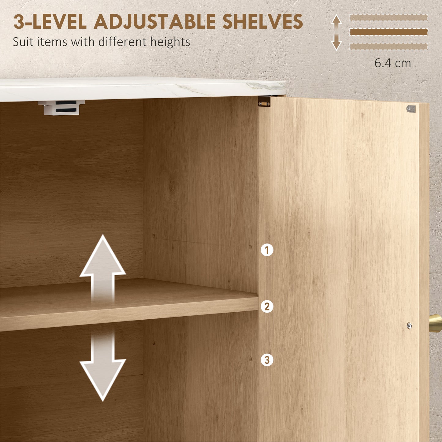 Nedo Wall Mounted Bathroom Storage Cabinet With Adjustable Shelving Oak Finish