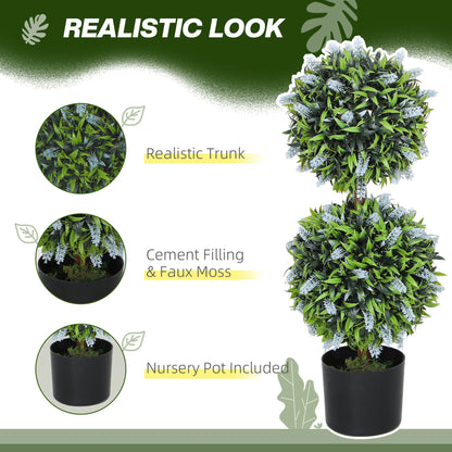Mazifi Set Of 2 Artificial Lavender Flower Ball Trees In Pots H8 70cm Blue
