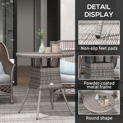 Reso Grey Rattan Outdoor Round Bistro Table