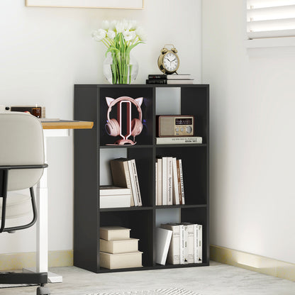 Vasutte Wooden Black 6 Cube Storage Bookcase