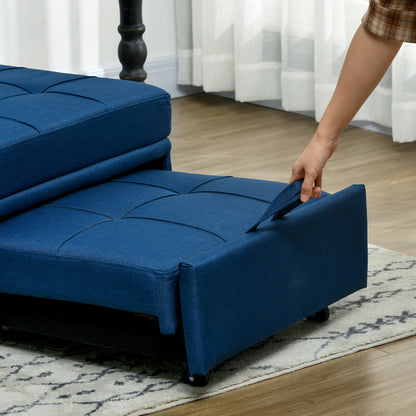 Leve Fabric Blue 4 In One Convertible Chair Bed With Adjustable Back Side Pocket Wheels And Pillow
