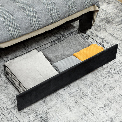 Banado King Size Ottoman Bed Frame with Front Divan Drawer Storage In Black