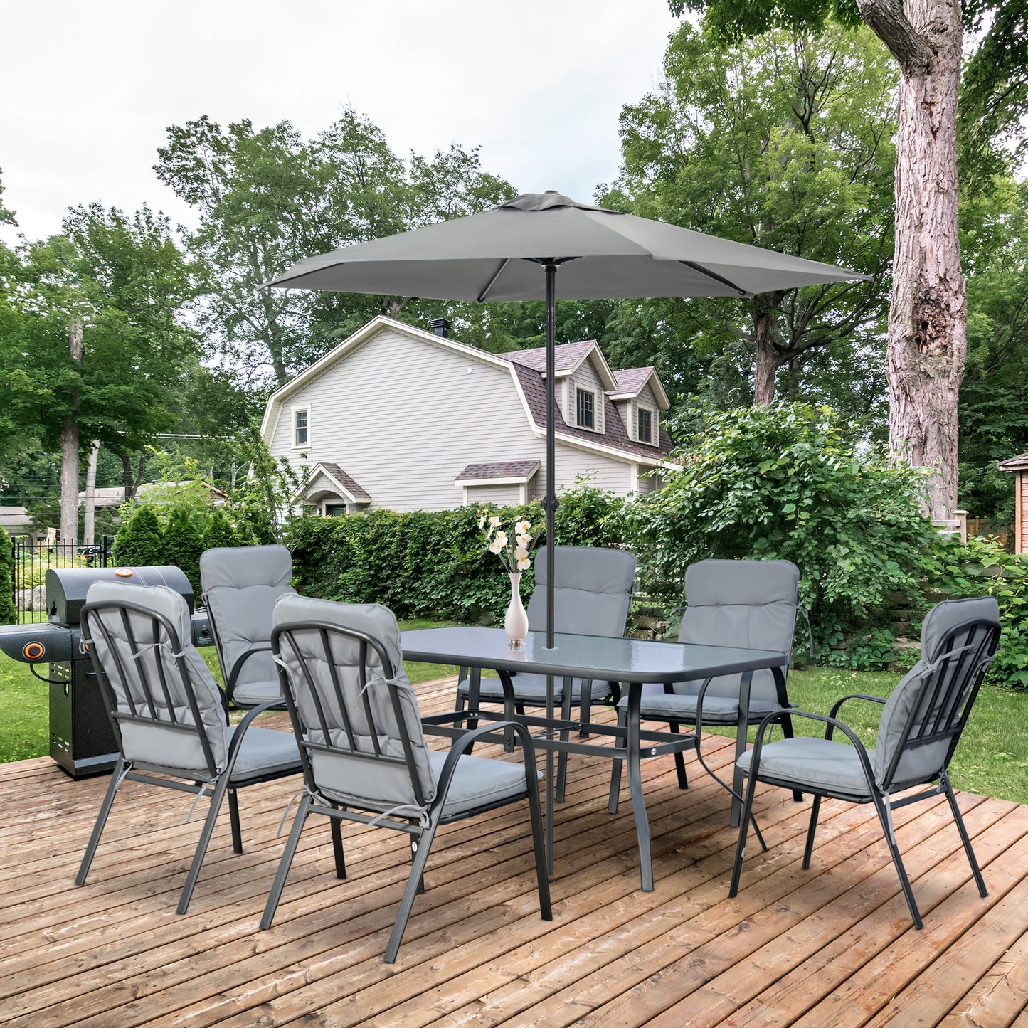 Luraha Light Grey 6 Seater Garden Dining Set With Cushions