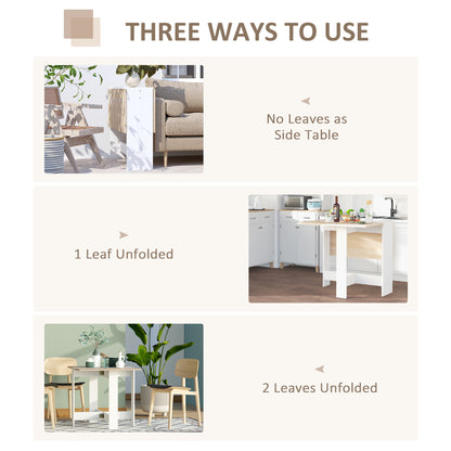 Elma Wooden Oak And White Drop Leaf Dining Table For 4 To 6 People